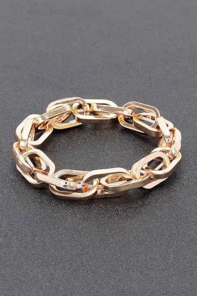 Fashnzfab Alloy Casting Chain Bracelet In Gold