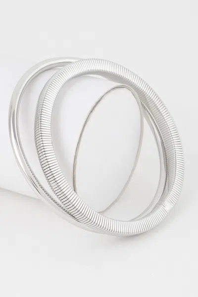 Fashnzfab Alphage Ribbed Bangle Bracelets In Silver