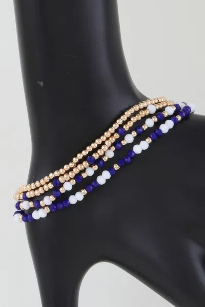 Fashnzfab Alternating Stone Beaded Bracelet In Blue