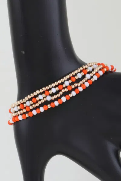 Fashnzfab Alternating Stone Beaded Bracelet In Orange