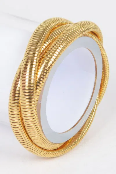 Fashnzfab Aluminum Triple Stretch Chain Bracelet In Gold