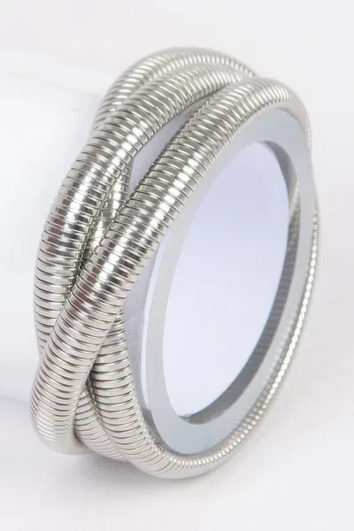 Fashnzfab Aluminum Triple Stretch Chain Bracelet In Silver