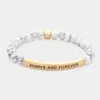 Fashnzfab Always And Forever Message Natural Stone Stretch Bracelet White In White