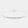 Fashnzfab Always Be My Mom Thin Brass Metal Hook Bracelet Rhodium In Multi