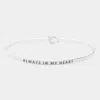 Fashnzfab Always In My Heart Thin Metal Hook Bracelet Rhodium In Multi