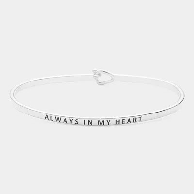 Fashnzfab Always In My Heart Thin Metal Hook Bracelet Rhodium In Multi