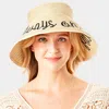 Fashnzfab Always On Vacay Message Roll Up Foldable Visor Sun Hat In Sand
