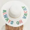 Fashnzfab Always On Vacay Sequin Message Straw Panama Sun Hat In White