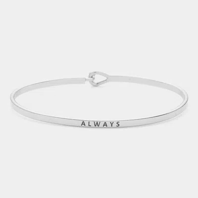 Fashnzfab Alwyas Message Thin Brass Metal Hook Bracelet Rhodium In Multi
