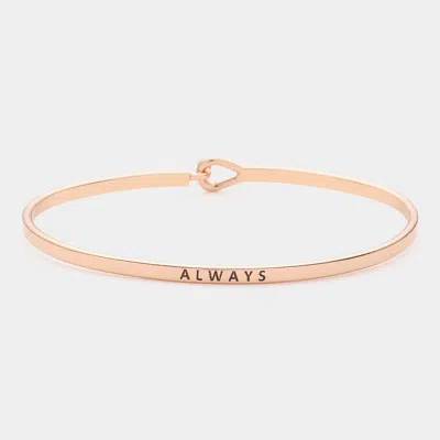 Fashnzfab Alwyas Message Thin Brass Metal Hook Bracelet Rose Gold In Multi