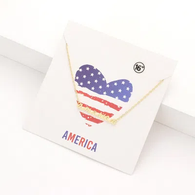 Fashnzfab America Message Metal Pendant Necklace In Gold