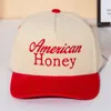 Fashnzfab Americab Honey Message Embroidered Five Panel Canvas Snapback Baseball Cap In Neutral