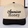 Fashnzfab Americab Honey Message Embroidered Five Panel Canvas Snapback Baseball Cap In Neutral
