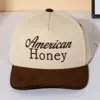 Fashnzfab Americab Honey Message Embroidered Five Panel Canvas Snapback Baseball Cap In Neutral