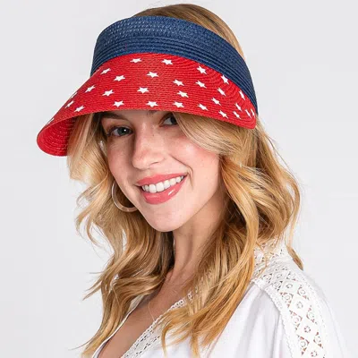 Fashnzfab American Flag Roll Up Visor With Adjustable Elastic Band In Red