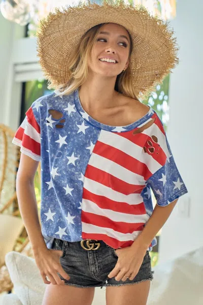 Fashnzfab American Flag Theme Short Sleeve T-shirt In Multi
