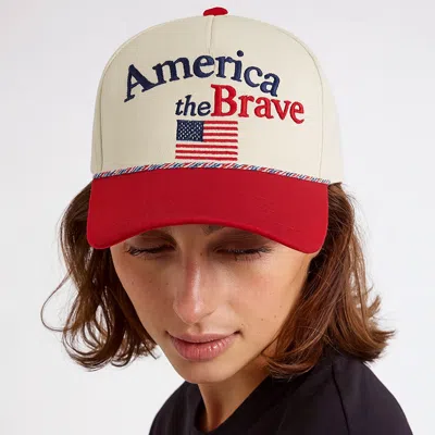 Fashnzfab American The Brave Slogan Embroidered Baseball Cap In Multi