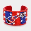 Fashnzfab American Usa Champagne Seed Beaded Cuff Bracelet Multi In Multi