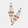 Fashnzfab American Usa Colored Marquise Stone Cluster Chandelier Evening Earrings - Gold, Multi In Pink