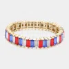 Fashnzfab American Usa Flag Baguette Stone Stretch Evening Bracelet Multi In Multi
