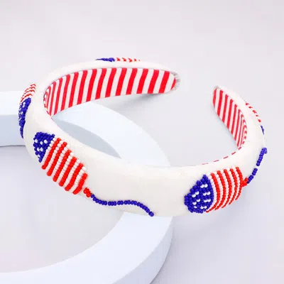 Fashnzfab American Usa Flag Beaded Headband In Multi