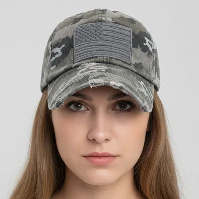 Fashnzfab American Usa Flag Camouflage Patterned Vintage Baseball Cap In Multi