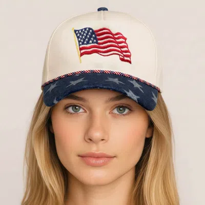 Fashnzfab American Usa Flag Embroidered Patriotic Star Baseball Cap In Multi