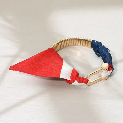 Fashnzfab American Usa Flag Fabric Scarf Wrap Bangle Bracelet In Multi