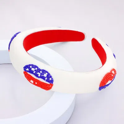 Fashnzfab American Usa Flag Lip Beaded Headband In Multi