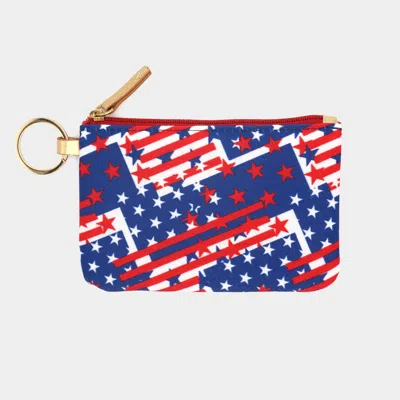 Fashnzfab American Usa Flag Patterned Id Wallet Detachable Lanyard In Multi