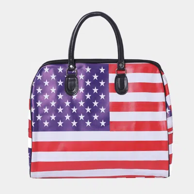 Fashnzfab American Usa Flag Printed Tote / Crossbody Travel Bag In Multi