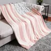 Fashnzfab American Usa Flag Reversible Throw Blanket In Pink