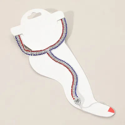 Fashnzfab American Usa Flag Rhinestone Pave Anklet In Multi