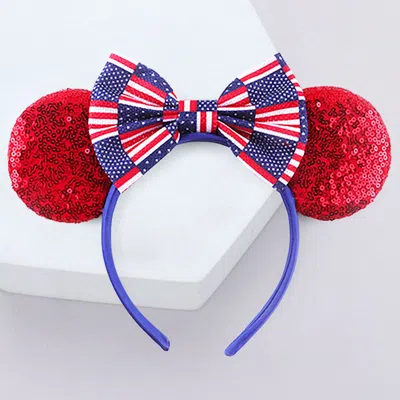 Fashnzfab American Usa Flag Ribbon Ear Headband In Red