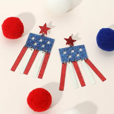 Fashnzfab American Usa Flag Sequin Dangle Earrings In Multi