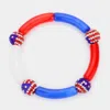 Fashnzfab American Usa Flag Shamballa Ball Pointed Stretch Bracelet Multi In Multi