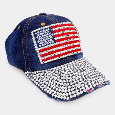 Fashnzfab American Usa Flag Studded Bling Baseball Cap In Multi