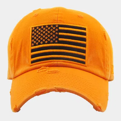 Fashnzfab American Usa Flag Vintage Baseball Cap 23" In Orange