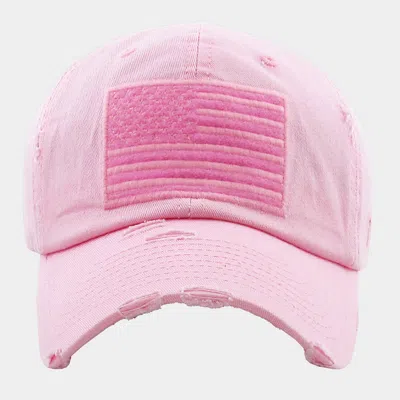 Fashnzfab American Usa Flag Vintage Baseball Cap 23" In Pink