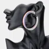 Fashnzfab American Usa Rhinestone Pave Hoop Earrings - Multi In Multi
