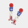 Fashnzfab American Usa Sequin Message Link Dropdown Earrings - Gold, Multi In Multi