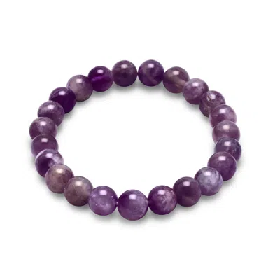 Fashnzfab Amethyst Bead Stretch Bracelet In Gray