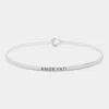 Fashnzfab Amor Fati Thin Brass Metal Hook Bracelet Rhodium In Multi