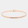 Fashnzfab Amor Fati Thin Brass Metal Hook Bracelet Rose Gold In Multi