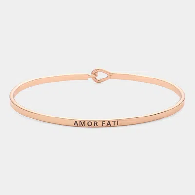 Fashnzfab Amor Fati Thin Brass Metal Hook Bracelet Rose Gold In Multi