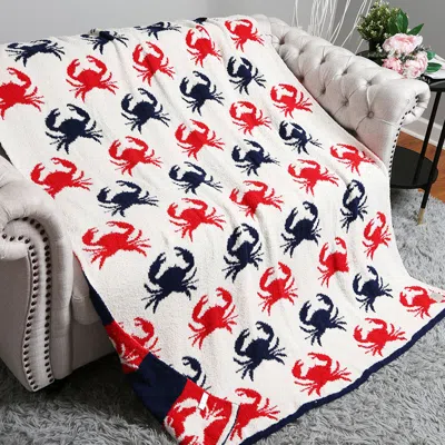 Fashnzfab Anchor Patterned Reversible Throw Blanket In Animal Print