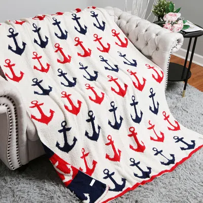 Fashnzfab Anchor Patterned Reversible Throw Blanket