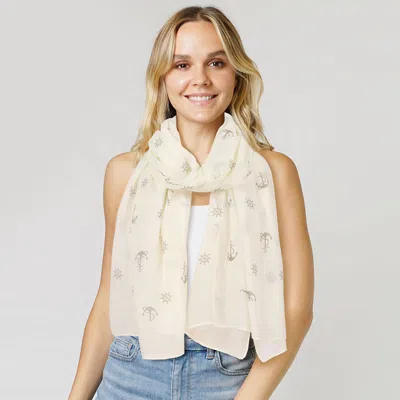 Fashnzfab Anchor Patterned Scarf In Multi