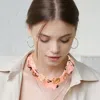 Fashnzfab Shiny Fabric Chiffon Scarf Necklace In Pink