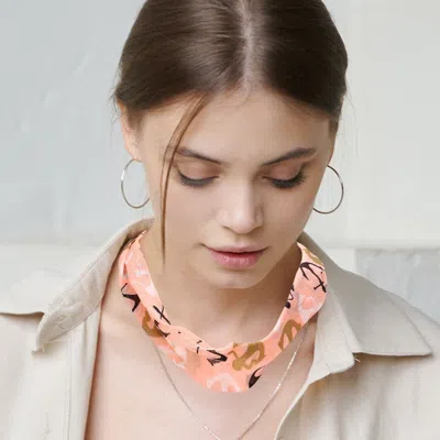 Fashnzfab Shiny Fabric Chiffon Scarf Necklace In Metallic